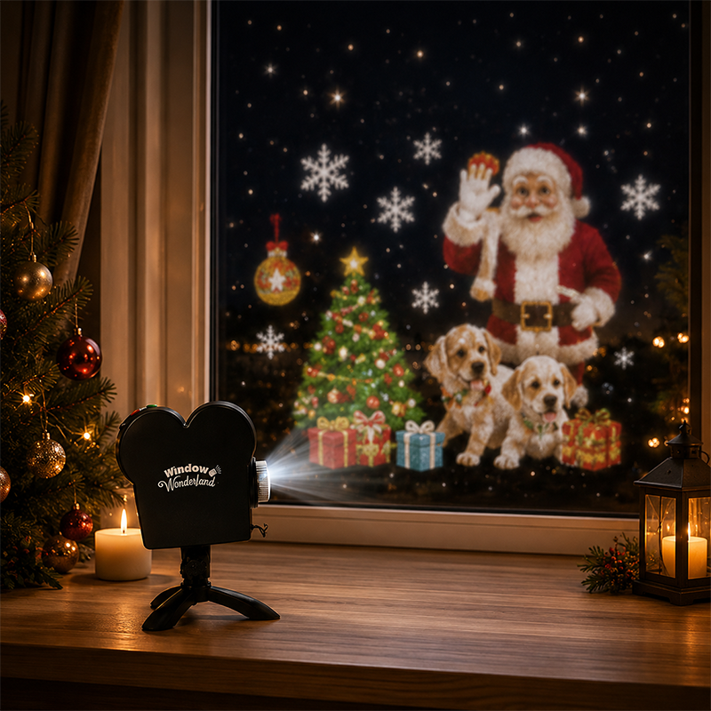 🎃🎄 2-in-1 Holiday Window Projector – 12 Animated Halloween & Christmas Movies