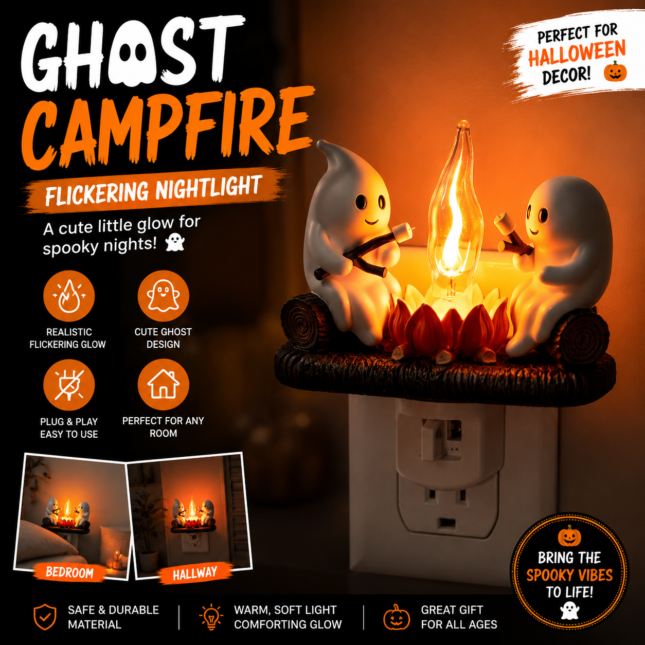 2026 ghost campfire flickering nightlight✨🔥👻