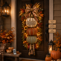 🏡🎃Lighted Stacked Pumpkin Fall Door Decor with 3 Seasonal Plaques